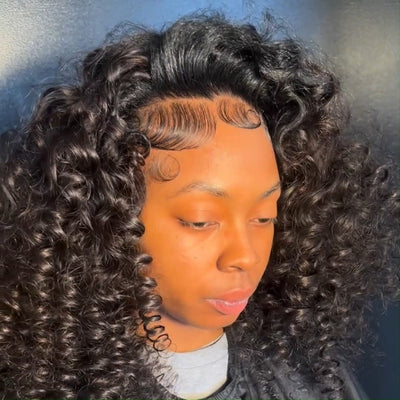 Full Bouncy Curly Glueless Wigs 13x4 Lace Front Curly Bob Wig Human Hair 180% Density - GeetaHair
