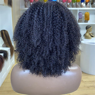 Short Kinky Curly Wigs for Black Women Black Curly Lace Front Wigs Human Hair Pre Plucked 180% Density - Geeta Hair - GeetaHair
