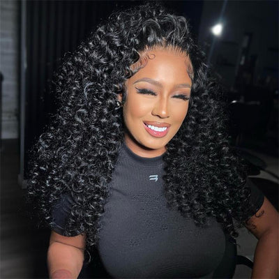 Human Hair Curly Wigs 13x4 HD Transparent Front Lace Wigs Glueless Real Hair Closure Wigs - Geeta Hair - GeetaHair
