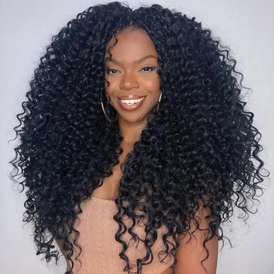 250% Density Full Curly Wave Lace Front Wigs 13x4 HD Lace Human Hair Wig - GeetaHair