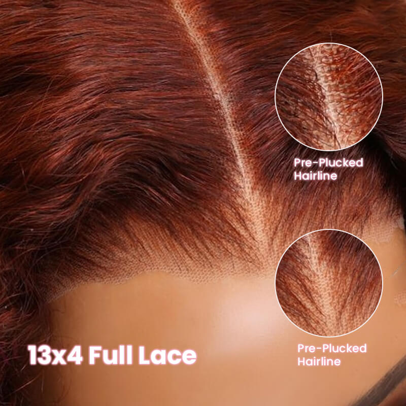 Geeta Reddish Brown Color 3D Body Wave 13x4 Lace Front Wig Put on and Go Invisi Drawstring Wig