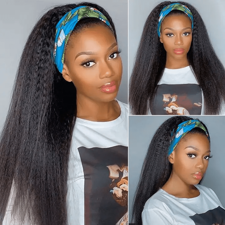 [3 In 1 Half Wig] Geeta Kinky Straight Flip Over Half Wig Invisi Drawstring Glueless Put On And Go Wig Flash Sale - GeetaHair