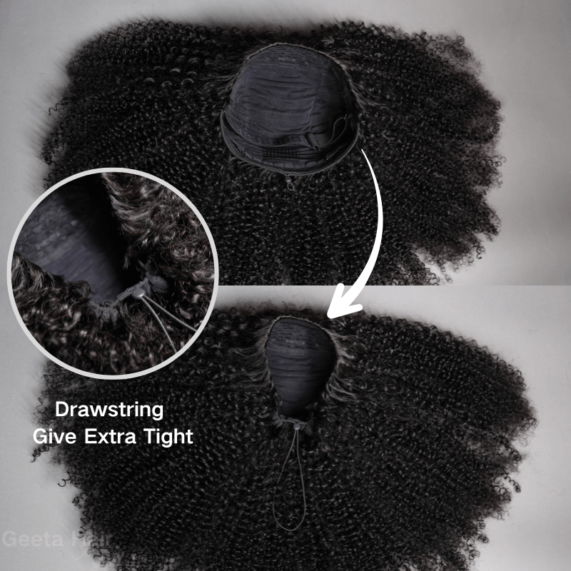 [3 In 1 Half Wig] Geeta Kinky Curly Coily Half Wig Invisible Drawstring Glueless Flip Over Wig Flash Sale - GeetaHair