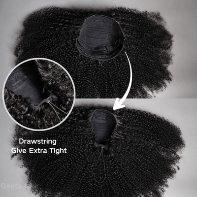 [3 In 1 Half Wig] Geeta Kinky Curly Coily Half Wig Invisible Drawstring Glueless Flip Over Wig Flash Sale - GeetaHair