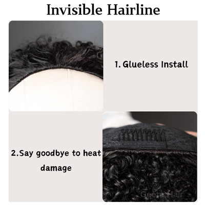 [3 In 1 Half Wig] Geeta Kinky Curly Coily Half Wig Invisible Drawstring Glueless Flip Over Wig Flash Sale - GeetaHair