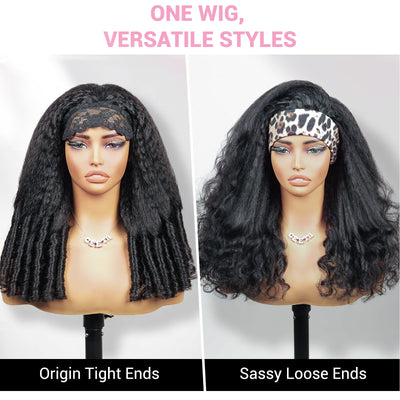 Kinky Straight Hair Burmese Ends Lace Base Headband Wig 100% Unprocessed Virgin Hair Wigs Brand Day Flash Sale - GeetaHair