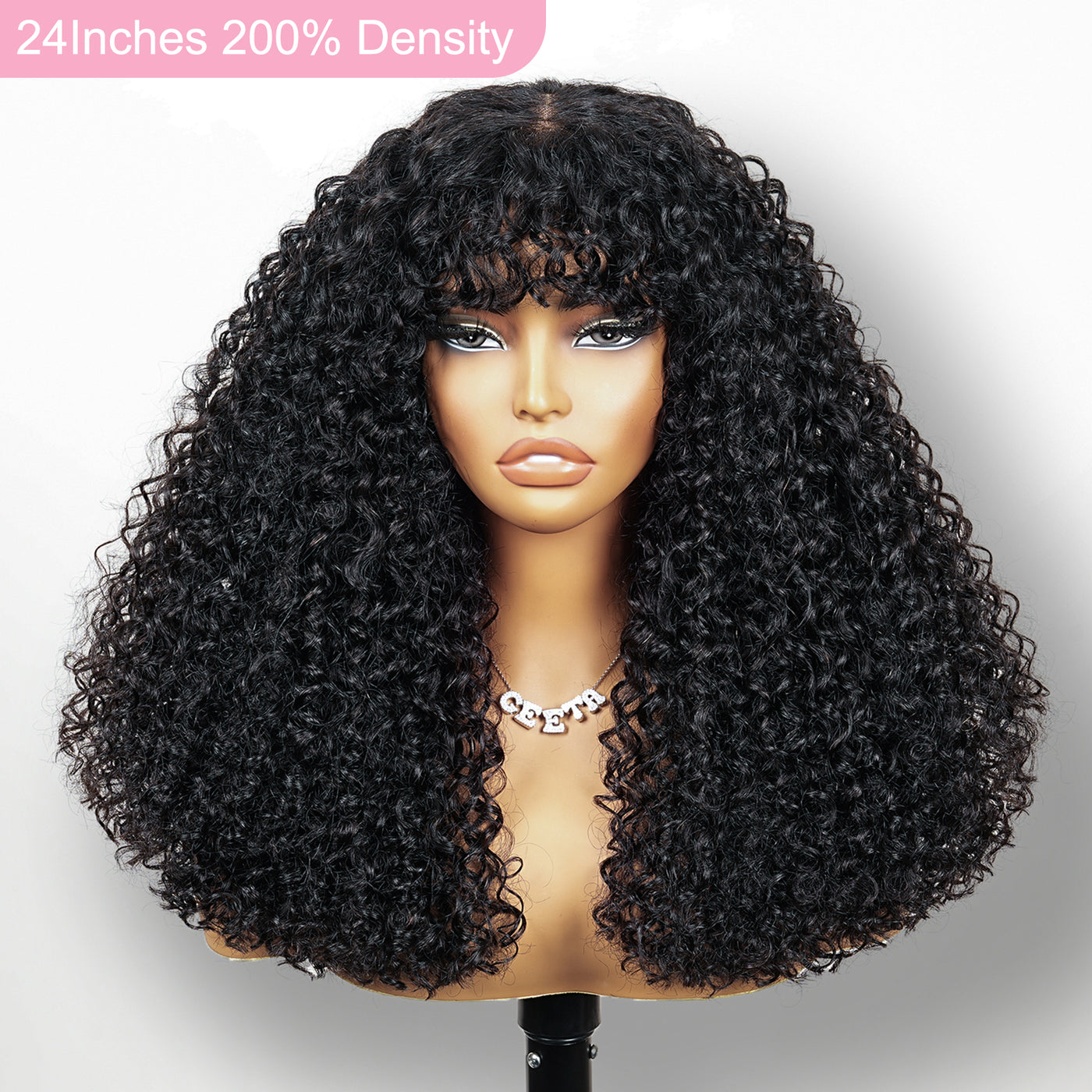 Curly Hair Wigs With Bang Front View_product