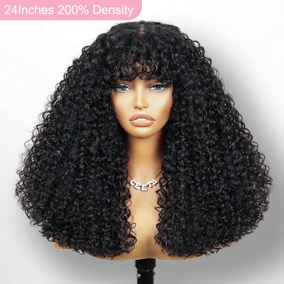 Curly Hair Wigs With Bang Front View_product