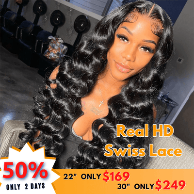 No Code 50% OFF Flash Sale: Glueless 6x4.5 Loose Deep Wave Pre Cut HD Transaparent Lace Human Hair Wigs - Only 2 Days - GeetaHair