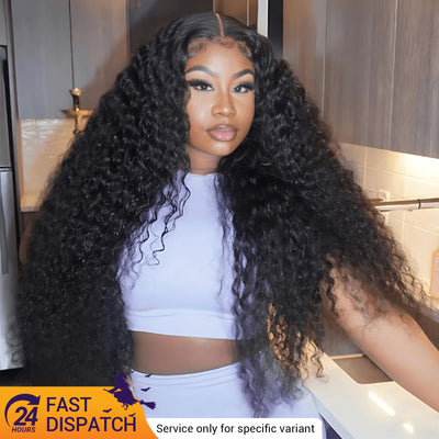 $199 30Inch Deep Curly Glueless 6x4 / 13x4 Transparent Lace Front Wig Pre Plucked Brazilian Human Hair Wig Flash Sale - GeetaHair