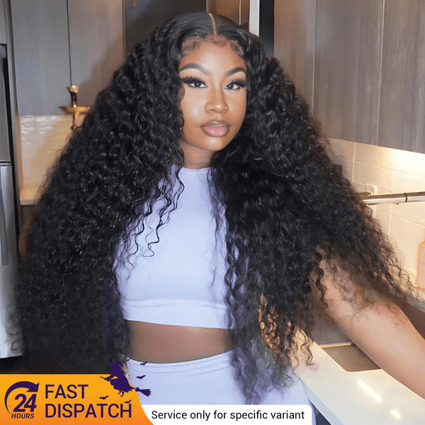 $199 30Inch Deep Curly Glueless 6x4 / 13x4 Transparent Lace Front Wig Pre Plucked Brazilian Human Hair Wig Flash Sale
