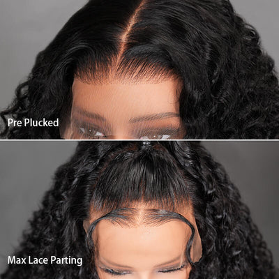 $199=30inch Deep Curly Glueless 13x4 HD Transparent Lace Front Wig Pre Plucked Brazilian Virgin Lace Front Wig with Baby Hair No Code Needed - GeetaHair