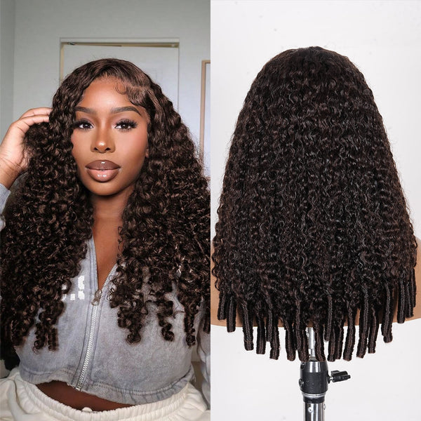 Chocolate Brown Burmese Curly Lace Front Colored Wig 100% Human Hair Wigs Curly Hair Flash Sale