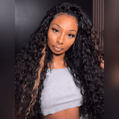 Luxe 300% Density Ready To Wear Glueless Wigs Deep Wace 13x4 Lace Part Human Hair Wig Highlight Blonde With Black Wigs - GeetaHair