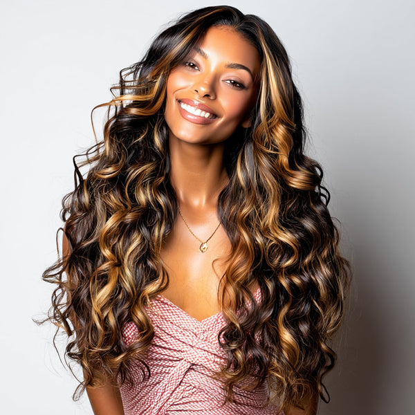 Loose Wave 13x4 Lace Front Wig Highlight Blonde 100% Human Hair Wigs Pre Plucked Hairline Flash Sale