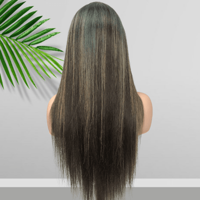 Balayage Light Blue Long Straight Hair Glueless 4x4/13x4 HD Lace Front Human Hair Wigs Funky Color Highlights Wig - Geeta Hair - GeetaHair