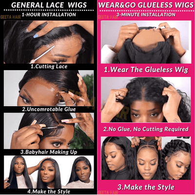 Put On&Go Light Brown With Blonde Straight Glueless 5x5 HD Lace Wig With bangs Highlight Colored Easy to Wear Human Hair Wigs - Geeta Hair - GeetaHair