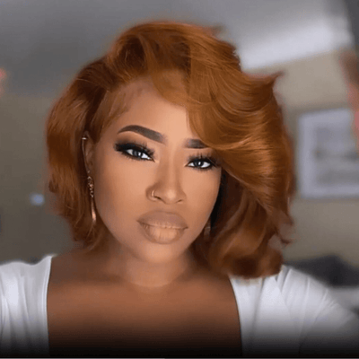 Ginger Orange Wear And Go Glueless Bob Wig Body Ocean Wave 13x4 Lace Front Pre Plucked Human Wigs - GeetaHair