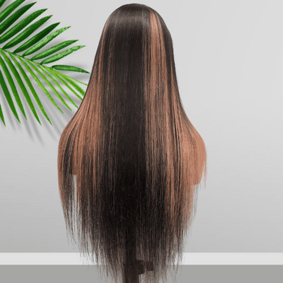 Balayage Pink Long Straight Hair Glueless 4x4/13x4 HD Lace Front Human Hair Wigs Funky Color Highlights Wig - Geeta Hair - GeetaHair
