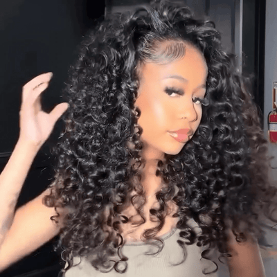 300% Density Water Curly Lace Front Human Hair Wigs 13x4 HD Lace Wear Go Glueless Wigs Pre Bleached Wigs - GeetaHair