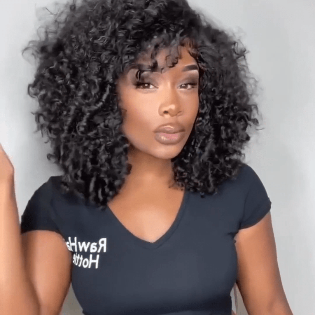 Glueless Wigs Fluffy Short Curly Bob Wigs 13x4 Lace Front Human Hair Wig Pre Plucked 250% Density No Code Needed - GeetaHair