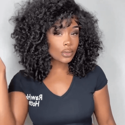 Glueless Wigs Fluffy Short Curly Bob Wigs 13x4 Lace Front Human Hair Wig Pre Plucked 250% Density No Code Needed - GeetaHair
