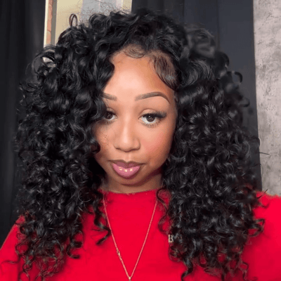 300% Density Nola Curl Glueless 13x4 Lace Front Human Hair Wigs Full Resilient Curly Wigs Pre Bleached Knots - GeetaHair