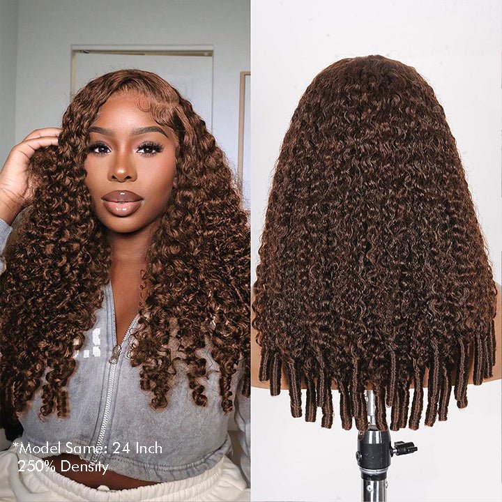 Chocolate Brown Burmese Curly Lace Front Wig 100% Human Hair Wig