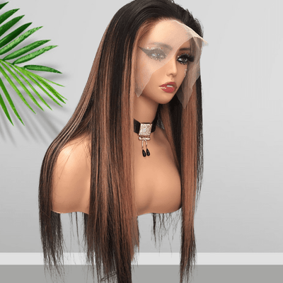 Balayage Pink Long Straight Hair Glueless 4x4/13x4 HD Lace Front Human Hair Wigs Funky Color Highlights Wig - Geeta Hair - GeetaHair