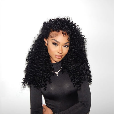 250% Density Glueless Bouncy Deep Curly Hair 13x4 Pre - Cut Lace Front Human Hair Wigs Pre Plucked - GeetaHair