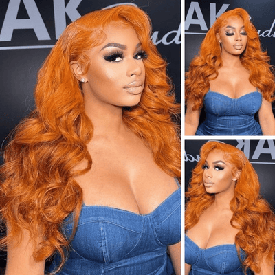 80% Off| Ginger Spice Orange Color 3D Body Wave 13x4 Pre Everything Lace Front Wigs Human Hair Wigs Flash Sale - GeetaHair