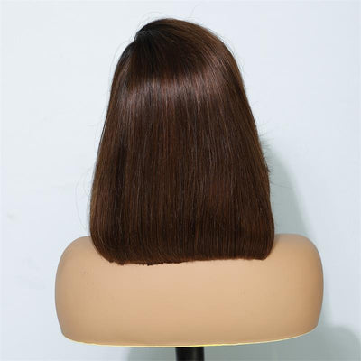 Layer Cut Ombre Brown Colored Wig Short Body Bob Wigs Wear Go Glueless C Part HD Lace Wig - GeetaHair