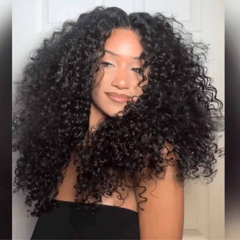 Geeta Hair 250% Density Bouncy Jerry Curly 13x4 Transparent Lace Front Wig Natural 100% Human Hair Wig - GeetaHair