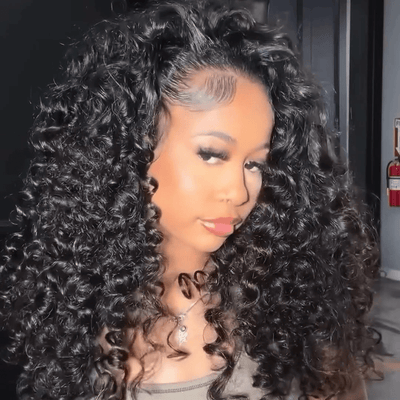 300% Density Water Curly Lace Front Human Hair Wigs 13x4 HD Lace Wear Go Glueless Wigs Pre Bleached Wigs - GeetaHair