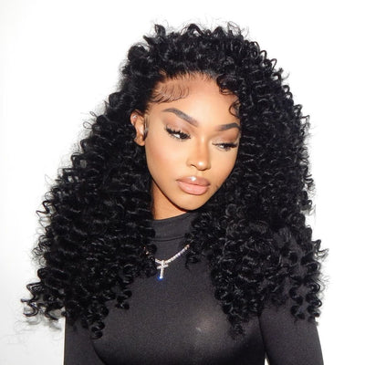 250% Density Glueless Bouncy Deep Curly Hair 13x4 Pre - Cut Lace Front Human Hair Wigs Pre Plucked - GeetaHair