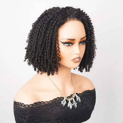 Luxury Designer Series Tight Twisted Curly Short Bob Wigs 13x4 Lace Front Human Hair Wigs - GeetaHair