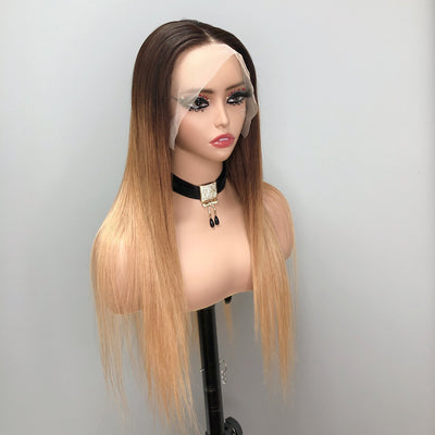 Pre Bleached Knots Ombre Straight T1B/4/27 Lace Front Wig 13x4 HD Lace Frontal Wigs 180% Density - Geeta hair - GeetaHair