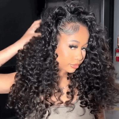 300% Density Water Curly Lace Front Human Hair Wigs 13x4 HD Lace Wear Go Glueless Wigs Pre Bleached Wigs - GeetaHair