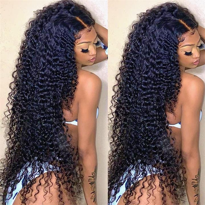 Tax Return Sale Black Curly Hair 13x4 HD Lace Front Wig 100% Virgin Human Hair Wigs Pre Plucked Hairline - Geeta Hair - GeetaHair