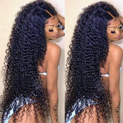Tax Return Sale Black Curly Hair 13x4 HD Lace Front Wig 100% Virgin Human Hair Wigs Pre Plucked Hairline - Geeta Hair - GeetaHair