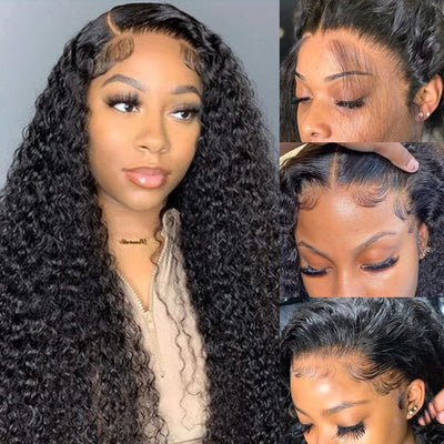 13x4 HD Transparent Lace Front Deep Wave Natural Black Human Hair Wig Pre Plucked Hairline With Baby Hair - Geeta Hair - GeetaHair