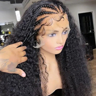 24 Hours Shipping Ready And Go Glueless Pre Braided Wig Burmese Curl 7x5 Pre Cut Lace Human Hair Wigs Braided Lace Front Wigs - GeetaHair