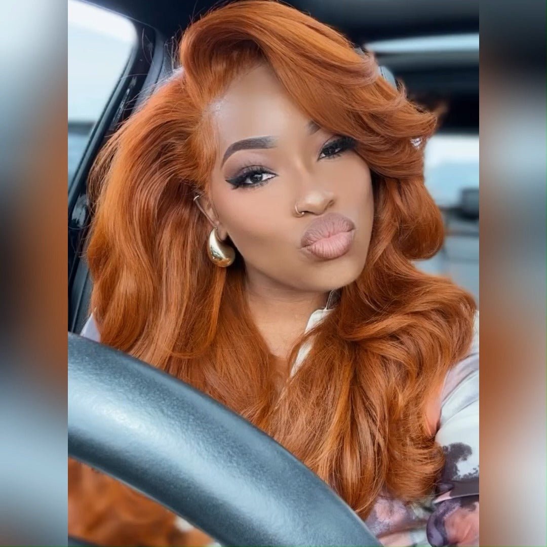 Orange Ginger 13x4 Lace Front Wigs Body Wave HD Lace Human Wigs Pre Plucked 180% Density - GeetaHair