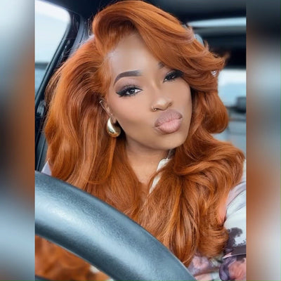 Orange Ginger 13x4 Lace Front Wigs Body Wave HD Lace Human Wigs Pre Plucked 180% Density - GeetaHair