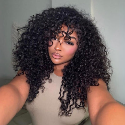 250% Density Spanish Curly Hair 13x4 HD Transparent Lace Front Wig Natural Human Hair Wig - Geeta Hair - GeetaHair