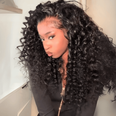 300% Density Loose Bouncy Curly Glueless Wig Pre Cut 4x6 HD Lace Front Human Hair Wig Pre Plucked - GeetaHair