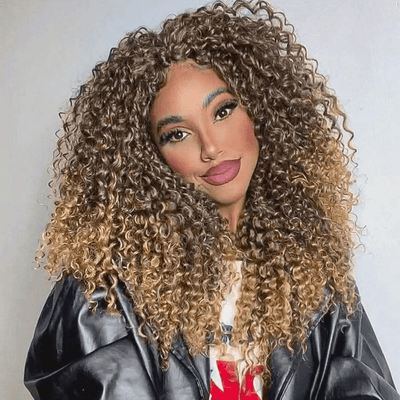 Luxury Designer Series 250% Density Afro Kinky Curly Wig 13x4 Lace Front Human Hair Wig Highlight Wigs Pre Plucked - GeetaHair