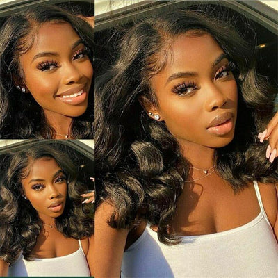 Short Wigs Body Wave Hair Glueless Lace Front Wigs 100% Real Human Hair Bob Wig 180%/250% Density - Geetahair - GeetaHair