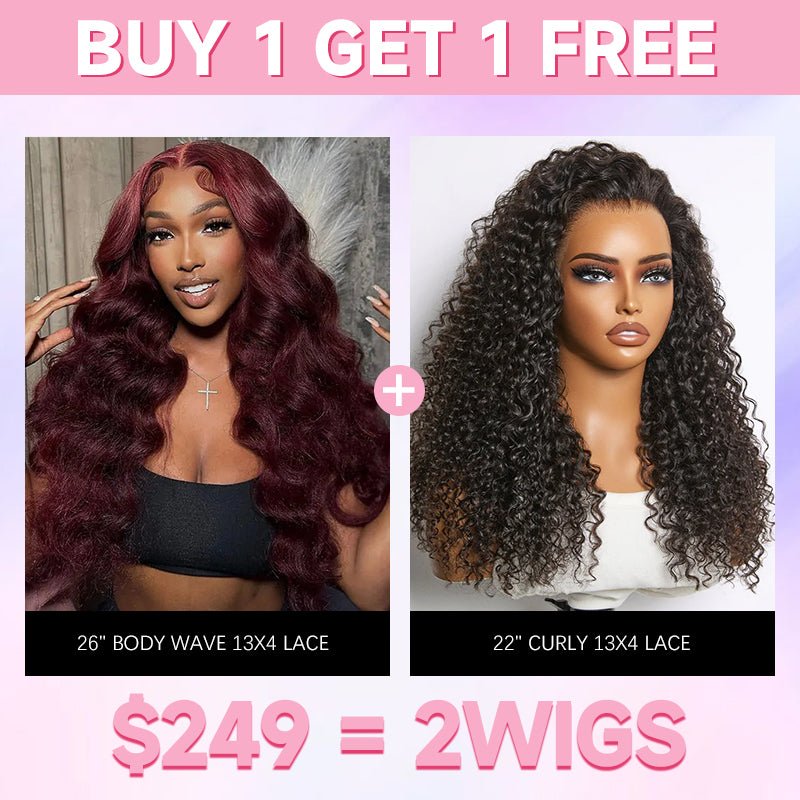 $249 = 2 Wigs | 26" Body Wave 13x4 Lace + Curly 13x4 Lace