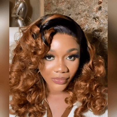1B/30 Ombre Bouncy Curly Wig 13x4 Invisible Lace Front Human Hair Wigs with Baby Hair Pre Plucked Glueless Wigs - GeetaHair